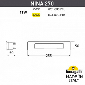 Встраиваемый светильник Fumagalli Nina 8C1.000.000.WYP1L