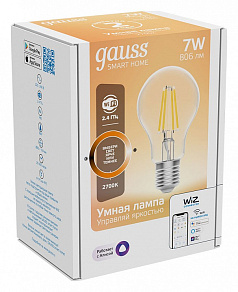 Лампа светодиодная с управлением через Wi-Fi Gauss Smart Home E27 7Вт 2700K 1200112