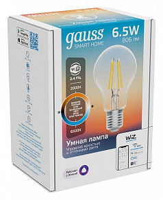 Лампа светодиодная с управлением через Wi-Fi Gauss Smart Home E27 6.5Вт 2000-6500K 1220112