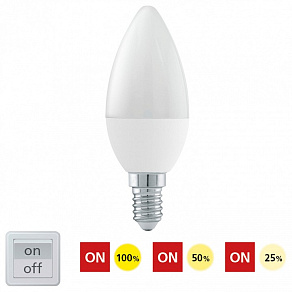 Лампа светодиодная диммируемая [поставляется по 10 штук] Eglo С37 E14 6Вт 3000K 11581