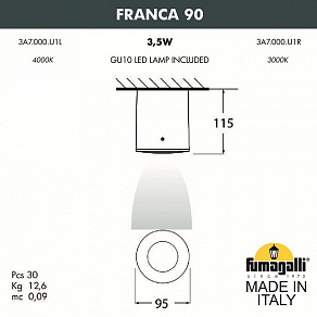 Накладной светильник Fumagalli Franca 90 3A7.000.000.AXU1L