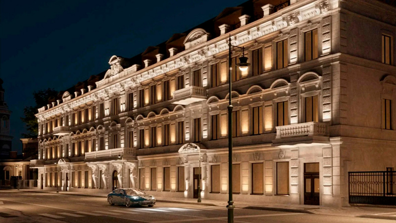 Дом с Атлантами, г. Москва – архитектурное освещение