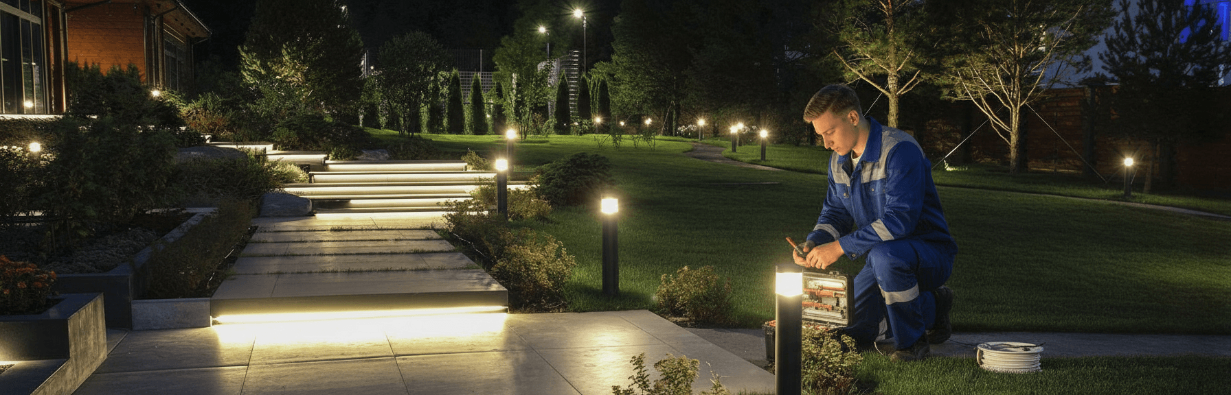 Монтаж ландшафтного освещения