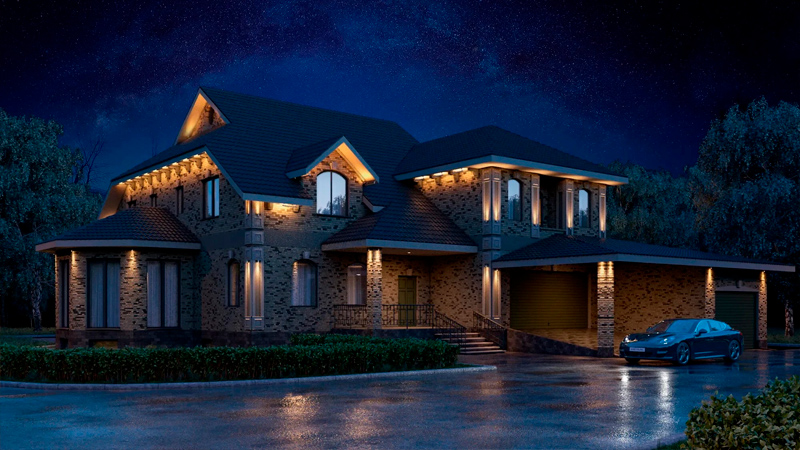 Частный загородный дом, г. Краснодар – архитектурное освещение