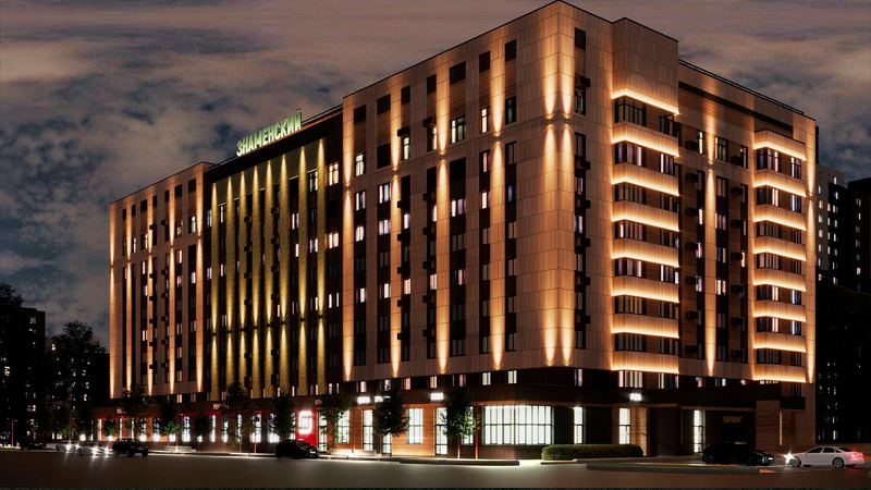 Жилой комплекс «Знаменский», г. Ханты-Мансийск – архитектурное освещение