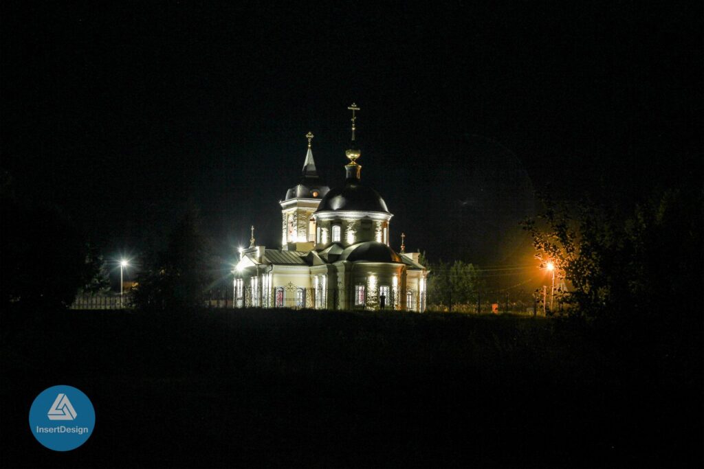 Воскресенская церковь, деревня Воскресенское, Московская область – архитектурное освещение