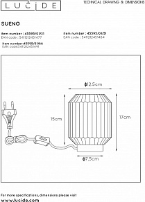 Настольная лампа декоративная Lucide Sueno 45595/01/66