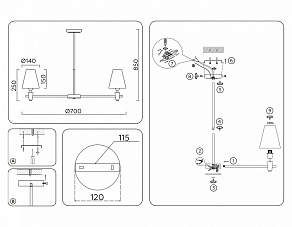 Люстра на штанге Ambrella Light LH LH75044