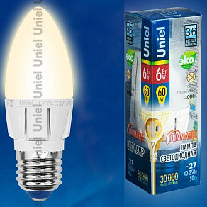 Лампа светодиодная Uniel ALP01WH E27 6Вт 3000K 08691