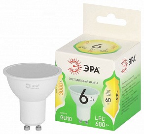 Лампа светодиодная Эра Green Line GU10 6Вт 3000K LED MR16-6W-830-GU10 GL