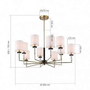 Люстра на штанге ST-Luce BLACK+BRASS SL1404.303.10