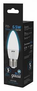 Лампа светодиодная Gauss Свеча E27 6.5Вт 6500K 103102307
