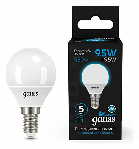 Лампа светодиодная Gauss Шар E14 9.5Вт 6500K 105101310