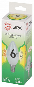 Лампа светодиодная Эра Green Line E14 6Вт 3000K LED B35-6W-830-E14 GL