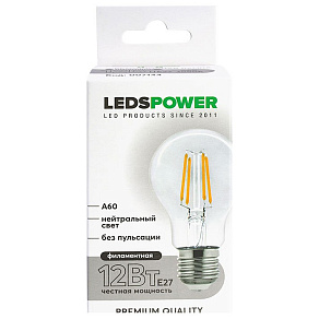 Лампа светодиодная LEDS POWER A60 E27 12Вт 4000K 007144