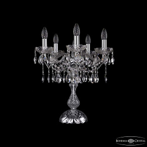 Настольная лампа декоративная Bohemia Ivele Crystal 1413 1413L/5/141-47 Ni