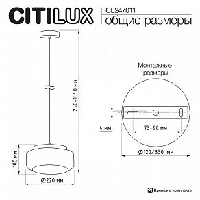 Подвесной светильник Citilux SIGNATURE CL247011