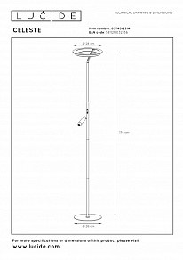 Торшер с подсветкой Lucide CELESTE 03745/25/41