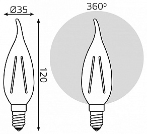 Лампа светодиодная Gauss Filament Elementary E14 12Вт 2700K 42112