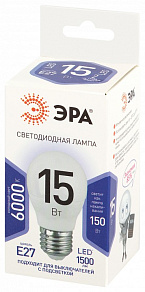 Лампа светодиодная Эра Стандарт E27 15Вт 6000K LED P45-15W-860-E27