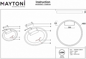 Накладной светильник Maytoni Rim MOD058CL-L50BS3K