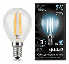 Лампа светодиодная Gauss  E14 5Вт 4100K 105801205