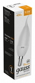 Лампа светодиодная Gauss Basic E14 5.5Вт 3000K 1034116