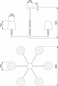 Люстра на штанге Eurosvet Conso 60145/6 латунь