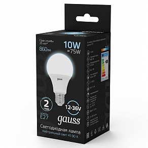 Лампа светодиодная Gauss  E27 10Вт 4100K 202502210