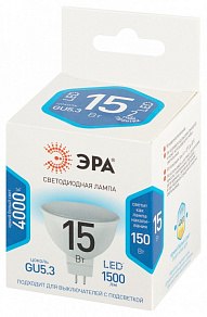 Лампа светодиодная Эра Стандарт GU5.3 15Вт 4000K LED MR16-15W-840-GU5.3