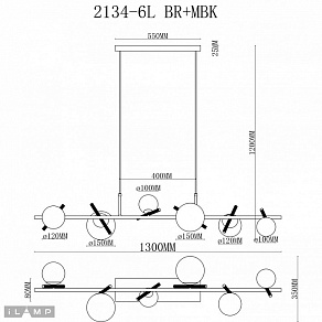 Подвесной светильник iLamp Golden 2134-6L BR+MBK