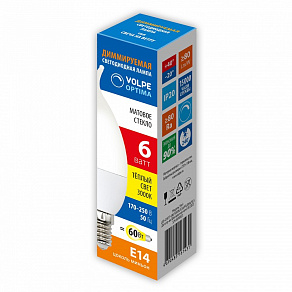 Лампа светодиодная Volpe OPTIMA DIM E14 6Вт 3000K UL-00009223