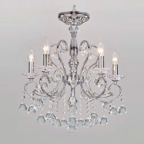 Подвесная люстра Eurosvet Collana 10096/5 хром/прозрачный хрусталь Strotskis