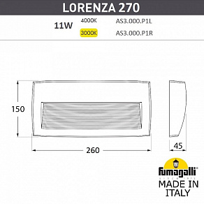 Накладной светильник Fumagalli LORENZA AS3.000.000.BXP1L