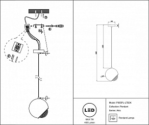 Подвесной светильник Maytoni Akis P065PL-L7B3K