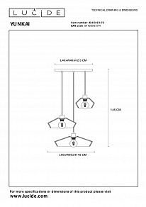 Подвесной светильник Lucide Yunkai 10413/03/72