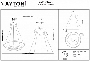 Подвесной светильник Maytoni Rim MOD058PL-L74B3K