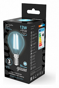 Лампа светодиодная Gauss Filament E14 13Вт 4100K 105801213