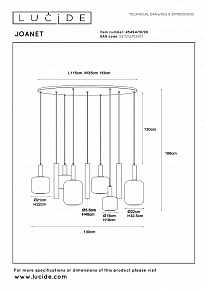 Подвесной светильник Lucide Joanet 45494/19/96