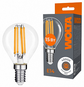 Лампа светодиодная Wolta  E14 15Вт 4000K WF-G45-15W4KE14