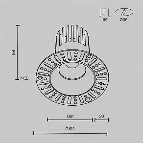 Встраиваемый светильник Maytoni Dip DL121-15W-2.7K-TRS-B
