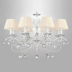 Подвесная люстра Eurosvet Эстель 10058/8 белый с золотом/прозрачный хрусталь Strotskis