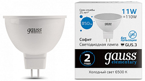 Лампа светодиодная Gauss Elementary GU5.3 11Вт 6500K 13531