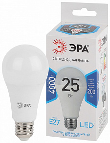 Лампа светодиодная Эра Стандарт E27 25Вт 4000K LED A65-25W-840-E27