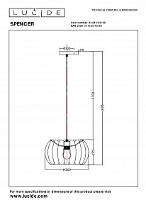 Подвесной светильник Lucide Spencer 34445/30/30