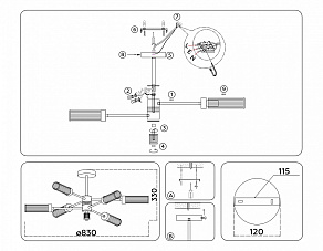 Люстра на штанге Ambrella Light HIGH LIGHT LH55161