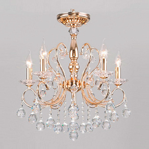 Подвесная люстра Eurosvet Collana 10096/5 золото/прозрачный хрусталь Strotskis
