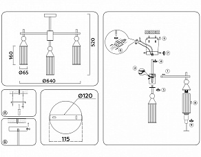 Люстра на штанге Ambrella Light LH LH55257
