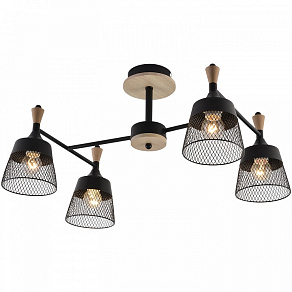 Люстра на штанге Reluce 01492 01492-0.3-04 BK+WOOD