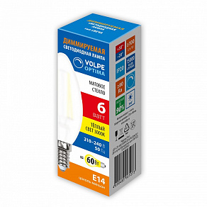 Лампа светодиодная Volpe OPTIMA DIM E14 6Вт 3000K UL-00009245